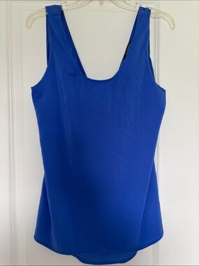 Express Periwinkle Blue Scoop Neck Tank Top with Back Cutouts